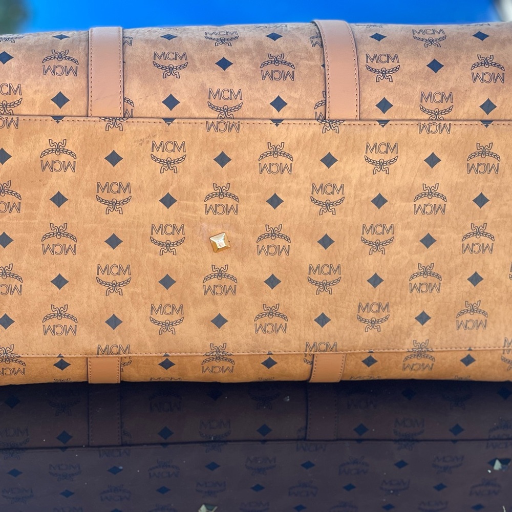 MCM Tan Monogram Duffel Bag